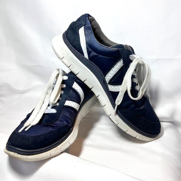 Vionic-Women's Navy-Blue Leather Suede Upper Running Sneakers-Casual Walking-7 - Picture 2 of 16
